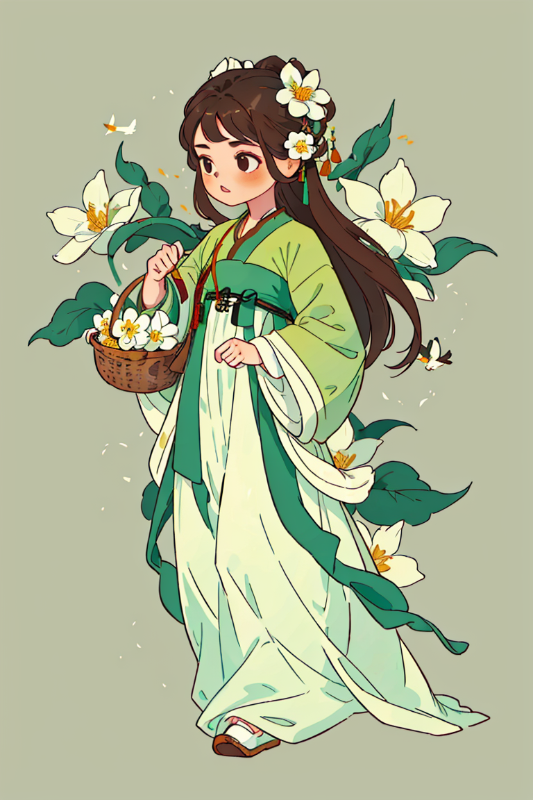 382555-3034692870-1girl, solo, long hair, simple background, brown hair, hair ornament, long sleeves, full body, flower, hair flower, chinese clot.png